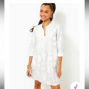 NWT Lilly Pulitzer Rhoda Long Sleeve Linen Dress Size 12